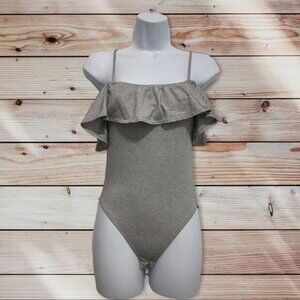 Striped bodysuit flounce top